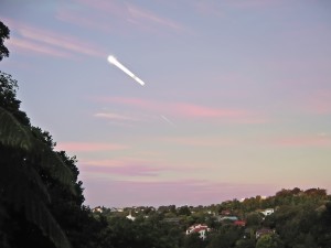 Moon and Jupiter at sunset, New Plymouth