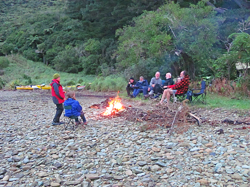 Around the campfire, Cannibal Cove